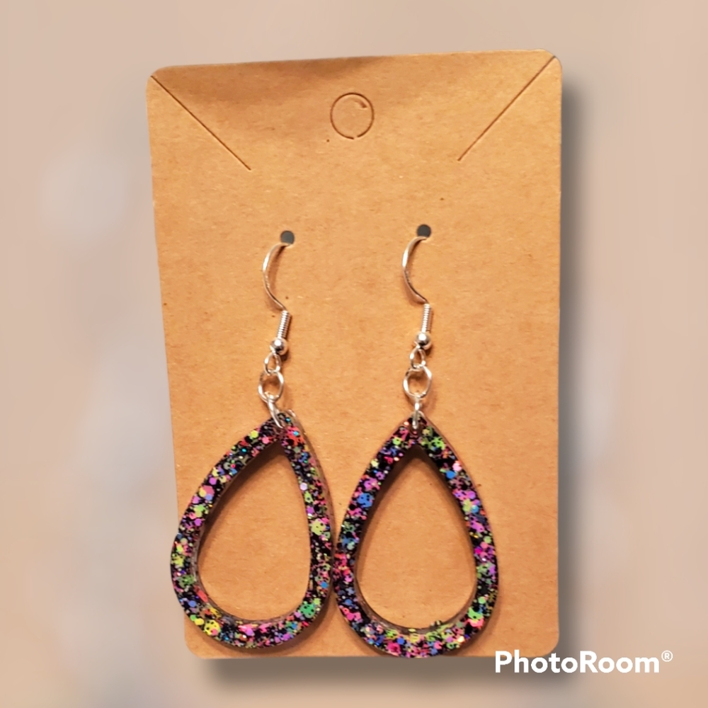 Glitter Resin Teardrop Earrings